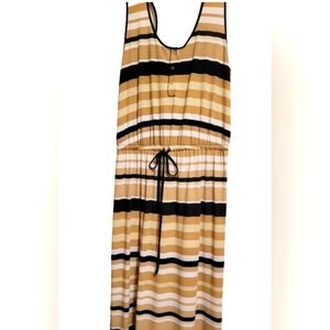 Faded Glory women's L/G (12 - 14) long maxi black and tan drawstring waist dress